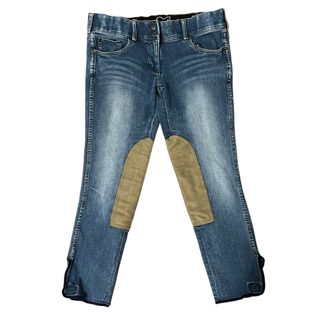 Goode Rider Denim Jean Breeches Equestrian Riding Pants Knee Patch Womens 32R